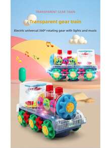 1 pieza Tren eléctrico omnidireccional transparente para niños unisex, luces de colores, música, simulación de engranajes - Color de accesorio aleatorio, niños y niñas, regalo de cumpleaños, Navidad - Ver 3