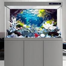 Seaweed Underwater Cave, Fish Tank Background Painting, Aquarium Background Sticker, Front Self-Adhesive, 2D Flat Image, Aquarium Landscape Decoration, Fish Tank Scenery Ornament - A - View 3