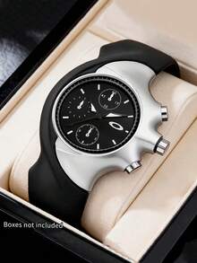 Reloj de Marca Premium: Diseño de Ojo de Demonio, Estilo Falso de Tres Ojos, Reloj de Cuarzo de Lujo, Estilo Retro de Moda, Adecuado para Hombres, Reloj de Negocios de Moda para Hombres, Regalo Perfecto para Vacaciones y Cumpleaños - Oro rosa - Ver 1