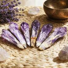 1pc Premium Natural Amethyst Sword Crystal Point 1.97-3.15 Inches/5-8 Cm, Handcrafted From Crystal Cluster, Unique Natural Structure, Indoor Decor Crystal, Suitable For Home Bookshelf Desktop Decoration, Unique Gift For Her, Suitable For Special Occasions - Mauve Purple - View 11