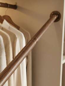 Telescopic Wardrobe Support Rod, Drill-Fixed Heavy Duty Wood Grain Closet Hanging Rod, Wall-Mounted Reinforced Expandable Clothes Support Bar, High Load-Bearing Extendable Wardrobe Storage Rod, Suitable For Wardrobes And Cabinets - Drilling - View 7