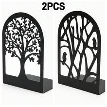 Black Metal Bookends Tree Of Life, Desktop Book Organizer, Bookshelf Book Holder, Non-Slip Book Stoppers, Office & Home Decor Rack - Multicolor - View 13