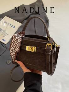 Bolso de mano casual versátil de color bloque de moda mini para mujer - Café - Ver 8