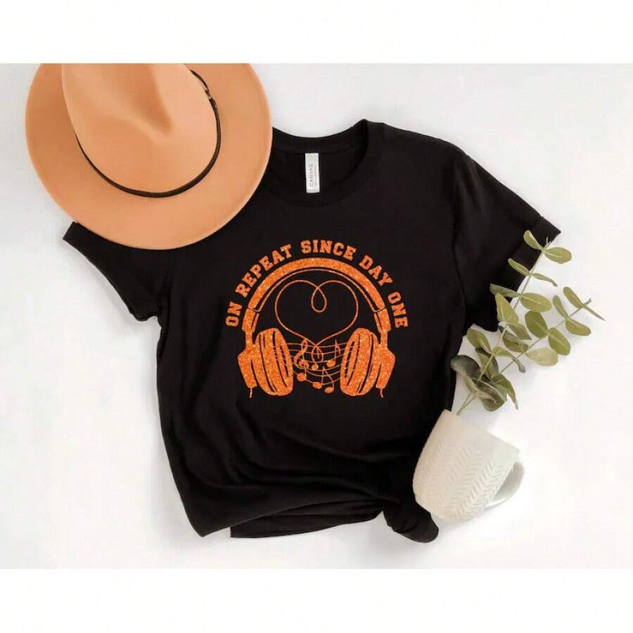 On Repeat Music Lover Shirt: Dreamy Pop Concert Tee - 白色 - 查看 1