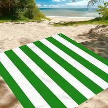 1pc Green Striped Pattern Beach Mat, Extra Large Beach Mat, Lightweight And Durable. Perfect For Travel, Camping And Picnic. Adult Extra Large Size. Perfect For Beach And Outdoor Adventure (Not A Beach Towel) - Multicolor - View 5