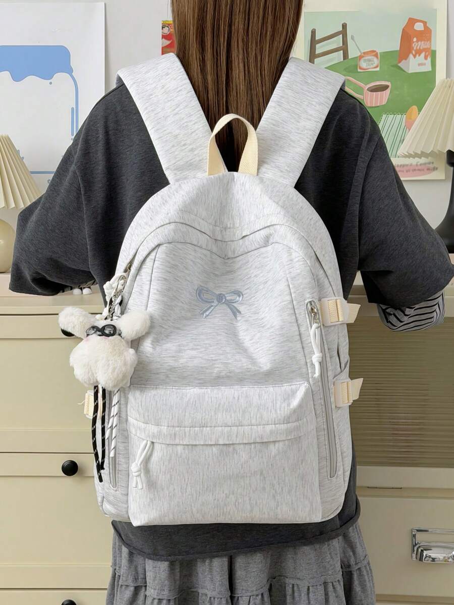 Ransel Bordir Pita Minimalis, Tas Sekolah Siswa Ringan dan Serbaguna dengan Desain Kompartemen Berlapis, Kapasitas Besar untuk Buku Pelajaran, Buku Catatan, Alat Tulis, dan Perlengkapan Belajar Lainnya, Kantong Samping untuk Botol Minum, Payung, Cocok untuk Sekolah, Bimbingan Belajar, Perjalanan, Belanja, Bepergian, Musim Kembali ke Sekolah, Unisex - MultiWarna - View 1