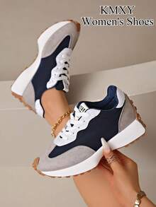 Women's Comfortable Lace-Up Sneakers - Lightweight Multi-Functional Casual Shoes, All-Season Wearable With Non-Slip Rubber Sole - Baby Blue - View 3