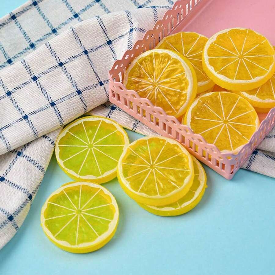 5/10pcs Artificial Plastic Lemon Slices, Suitable For Spring Wedding, Mother's Day, Valentine's Day, Vase Decoration, Also Suitable For Home, Restaurant, Bedroom, Birthday Party And Outdoor Garden.