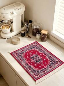 1pc Bohemian Style Non-Slip Coffee Mat, Absorbent Kitchen Countertop Table Mat, Coffee Accessory Mat, Heat-Resistant Placemat, Cup Draining Mat, Anti-Splash Desktop Protection Mat, Home Coffee Station Coffee Mat - Type a - View 11
