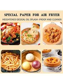 25/50/100-Pack Air Fryer Paper Liners (Round/Square), Square, Kitchen Accessories, Non-Stick Baking Paper, Air Fryer Accessories, Oil And Water Resistant, Suitable For Baking, Roasting, And Microwave Use - Multicolor - View 7