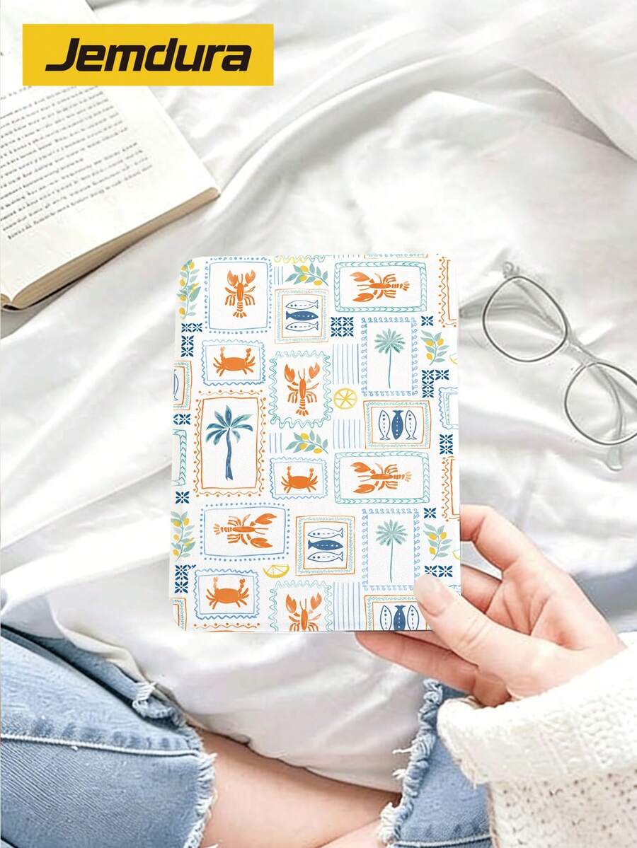 夏季清新海灘拼貼細條紋圖案設計 Kindle 保護殼,適用於 Kindle NK 11/Reader/Kindle Youth Edition/Kindle Paperwhite 5,Kindle 2024 保護殼/平板電腦三折支架保護殼,具備自動喚醒/睡眠功能,輕巧便捷,完美貼合保護您的閱讀設備,適合送給孩子/家人的禮物 - 彩色 - 查看 1