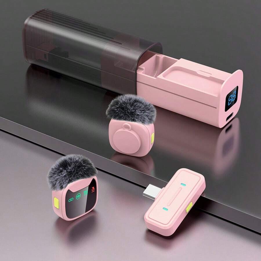 Professional Mini Wireless Lavalier Microphone With Charging Case, For IPhone15+ And Android Type-C Devices, Intelligent Noise Reduction, Status Display, Magnetic Rotating Clip, Long Battery Life, Suitable For Video Recording, Vlogging, Teaching - View 1