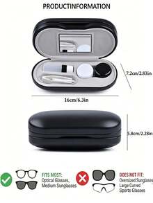 2-In-1 Double-Sided Glasses Case, Portable Hard Shell Storage Box, Fashionable Compact Design, Built-In Card Slot And Mirror, Suitable For Business Commute, Travel Essential - Multicolor - View 7