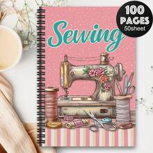 Cuco ma soprattutto colleziono tessuti - Taccuino a spirale con design vintage di macchina da cucire con motivi floreali e rocchetti di filo, carta da scrivere a righe, ideale per scuola, ufficio, diario, regalo per appassionati di cucito, forniture scolastiche - Multicolore - Visualizzare 17