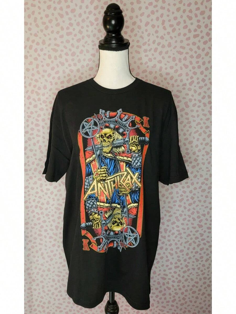 Camiseta de concierto estilo vintage Evil King, talla para hombre, camiseta negra Gildan Softstyle de Rock Off - Negro - Ver 1