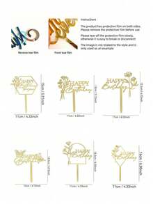 Shiny Birthday Cake Decoration, 3D Double-Sided Cake Topper, Perfect For Enhancing Birthday Cake Presentation, Also Suitable As Photo Booth Prop - Multicolor - View 6