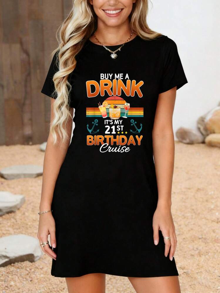 dress for my 21st birthday Buy Me A Drink Cruise 21 Years Old Cruising T-Shirt Bodycon Dress Vacation Dresses Women Slim