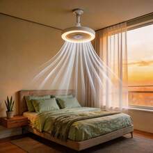 Mini Ceiling Fan With E27 Light & Remote Control, 10'', 3 Speeds, Dimmable LED Light, 360° Adjustable Angle, Timer Function, For Home, Bedroom, Living Room, Kitchen, Dining Room, Office, Study - 1 - View 1