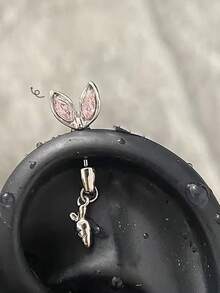 1件兔子造型多功能耳釘女款，小眾設計軟骨耳環，可愛耳飾 - 兔子蘿蔔耳骨釘 - 查看 4