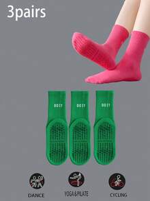 3/5/7 Paar rutschfeste Socken mit Buchstabenmuster, atmungsaktive Sport-Fitness-Yoga-Pilates-Socken bis zur Mitte der Wade, professionelle Indoor-Sport-Fitness-Yoga-Tanz-Pilates-Socken mit rutschfester Silikonsohle, Herbst - Verschiedenfarbig - Übersicht 20
