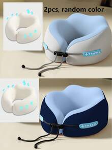 1/2 piezas Almohada de cuello en forma de U de espuma de memoria, múltiples opciones, almohada portátil para siestas de viaje, almohada de cuello de rebote lento, esencial para siestas en la oficina, almohada de soporte de cuello para viajes en avión, desmontable y lavable a máquina, con bolsa de almacenamiento, soporte de cuello, almohada de viaje con soporte de rebote lento - Multicolor - Ver 27