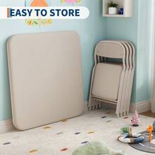 Collapsible Kids Table And Chairs Set – Space-Saving Children's Furniture – Durable Metal Frame – Easy Storage – Ideal For Dining, Learning, Play, Daycare, Study Room - Beige - View 5