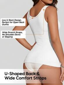 Camiseta sin costuras con control de abdomen, camiseta de compresión para capas diarias de verano - Blanco - Ver 2