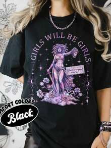 Camiseta "Girl is Girl", camiseta feminista de Medusa, camiseta "Girl Power", camiseta "Women's Rights", un regalo para ella. - Negro - Ver 1