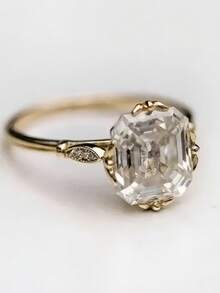1pc Women's Anniversary 14K Gold Plated Ring, Fashionable Exquisite Inlaid With Synthetic Zirconia, Luxury Engagement Ring, Women's Wedding Banquet Luxury Jewelry, Suitable For Wedding, Wedding Ring, Jewelry, Perfect Gift For Anniversary, Valentine's Day And Birthday/Christmas - Gold - View 8