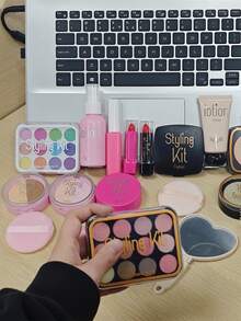 1 Set Girls Pretend Play Makeup Kit, Non-Applicable, Luxury Cosmetic Simulation Fashion Toy Set -- Includes Realistic Lipstick, Eyeshadow, Brushes, Etc. Some Parts Sent Randomly - Multicolor - View 4