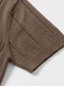 Suéter de manga corta de punto acanalado, cuello redondo, fino y holgado para hombre, primavera/verano - Marrón - Ver 6