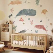 Ocean-Themed Wall Decals For Children's Room, Removable And Adhesive, Baby Room Decor, Soft Watercolor Wall Art For The Nursery - TMT002 - 查看 2