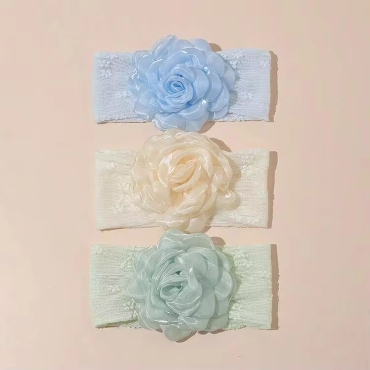 3pcs/Set Infant Peony Flower Decor Elastic Headbands, Super Soft & Breathable Net Hairband, All Season Use - Multicolor - View 20