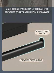 1pc Black/Gray Wall Mount Toilet Paper Holder, No Drill Dual-Use Tissue & Roll Rack For Bathroom Storage, Small Apartment Home Rental, Thick Space Aluminum, Phone Stand, Adhesive Installation, Waterproof Rustproof Toilet Tissue Shelf - Multicolor - View 10