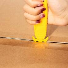 Practical T-Shaped Stainless Steel Packaging Opener, Double-Sided Hidden Blade, Bladeless Tape Cutter, Efficient Cardboard/Shrink Wrap/Stretch Film/Plastic Packing Strap Cutter (Yellow 12pcs/Set) - Yellow-12pcs - View 4