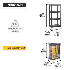 4-Tier Plastic Organizer Shelf Est-4p - Black - View 8