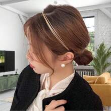 Versatile Sweet & Salty Style Thin Multi-Layer Metal Headband For Women, Minimalist Metal Hair Clip, European & American Elegant Thin Head Hoop - Gold - View 7