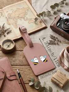 1pc Bee Pattern Luggage Tag, PU Material, Carnival Cruise Luggage Tag, Personalized Luggage Tag, Cute Luggage Tag, Luggage Identification Tag, Address Card Boarding Pass, Portable Label, Travel And Outing Essential Card Holder Luggage Tag, Flight University Luggage Tag, Backpack Anti-Loss Privacy Protection - Multicolor - View 11