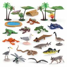 Set Mainan Model Katak, Kadal, dan Buaya Mini yang Realistis, Model Hewan dan Tumbuhan Kolam yang Realistis, Set Mainan Model Hewan untuk Meja - MultiWarna - View 3