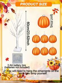 Autumn Birch Tree Light Set, Home Autumn Decor, Thanksgiving Pumpkin Pendant Light Decor, Autumn Thanksgiving Tabletop Decor, Autumn Party Decor - Autumn - View 3