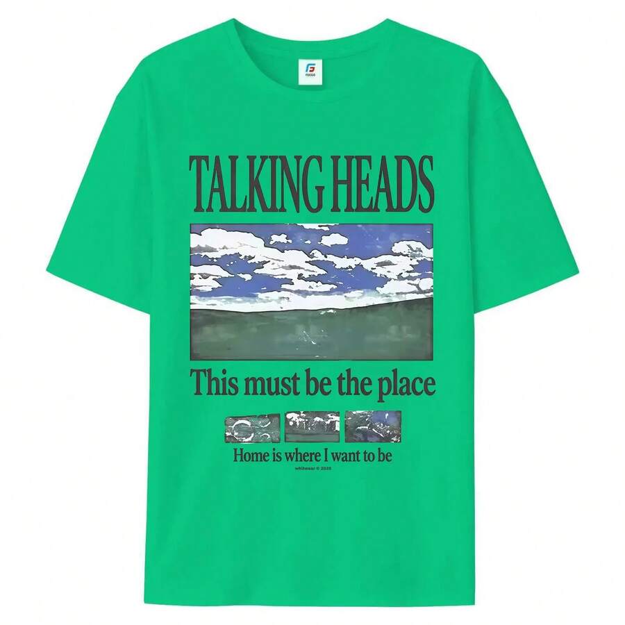 Talking Heads Graphic T-Shirt, "This Must Be The Place" Lyric T-Shirt, Retro 80s Rock Inspired T-Shirt, Unisex Classic Album Lyric Graphic T-Shirt - Green - View 1