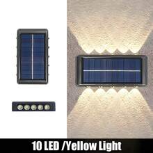 أضواء جدارية شمسية 10LED/8LED/6LED، إضاءة خارجية، تصميم صف مزدوج، إضاءة تعمل بالطاقة الشمسية LED، ديكور جداري خارجي، أبيض دافئ، لإضاءة الأجواء الزخرفية، مناسبة للحديقة الخارجية والفناء والممر والفناء والشارع والسياج والمرآب والشرفة وطاولة الطعام - متعدد الألوان - مشاهدة 14