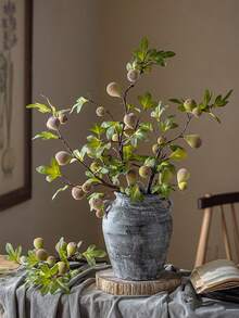 Artificial Fig Branch Stem With Faux Fig Fruit, Autumn Greenery Foliage, Artificial Fiddle Leaf Fig Branch With Fig Fruit, Fake Greenery, Suitable For Restaurant, Bathroom, Living Room Center Decor, Autumn Home Decoration - Multicolor - View 9