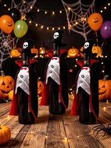 [Halloween Big ]1pc Halloween Vampire Cape, Halloween Vampire Wine Bottle Cover, Witch Costume Accessories, DIY Crafts, Halloween Party Supplies, Party Decorations, Halloween Witch Wine Bottle Cover, Trick Or Treat, Witch Costume Accessories, Indoor/Outdoor Halloween Decoration Vampire Wine Bottle Cover, Halloween Home Decor, Halloween Ornaments, Halloween Cake Decoration - Multicolor - View 2