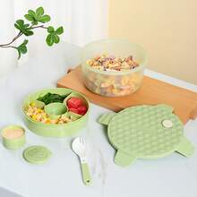 1pc Divided Lunch Box With Fork And Spoon, Unisex, Suitable For Students, Tableware Set, Bento Box, Microwave , Perfect Gift For Back To School/Valentine's Day/Halloween/Christmas - Multicolor - View 9