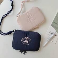 1pc Ballet Rabbit Storage Bag, Cute Wallet Design, Can Be Used As Portable Makeup Bag Or Tissue/Sanitary Pad Storage Bag, Suitable For Home, Travel, Vacation Or School Use - Multicolor - View 2