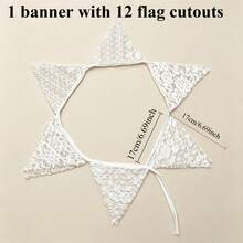 White Floral Lace Garland, Lace Triangle Bunting Banner, 1 Piece With 12 Flags, Bohemian Vintage White Floral Fabric Triangle Lace Flag Garland, Suitable For Wedding, Bridal Shower, Valentine's Day, Birthday Party, Garden Tea Party Decoration - View 10