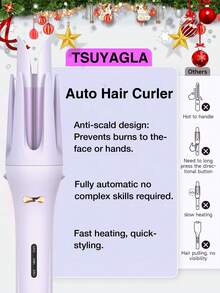 Tenacilla de pelo automática giratoria, clip de pelo giratorio de un solo botón, tenacilla de pelo cerámica, ajustes de temperatura múltiples, crea fácilmente rizos perfectos - Ver 5