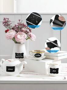 18/90/180pcs Combo Pack Erasable Blackboard Label Stickers, European Vintage Multi-Shape Black Self-Adhesive Stickers, Home Spice Jar Storage Classification Labels, Baking Wedding Gift Glass Bottle Decoration Handwritten Marker Stickers - Black - View 10