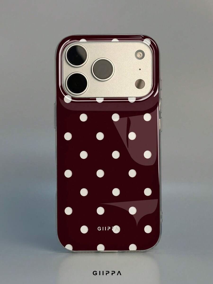 GIIPPA 1件白色底紅色鏤空波點圖案設計手機殼,適用於Phone 17 Pro Max,相容Phone 16 Pro Max、15 Pro Max、14 Pro Max,韓系高端時尚趣味手機殼,相容11/12/13/14/15/16 Pro Max Plus,優雅設計男女皆宜,送給女友的聖誕節、情人節、復活節、婚禮季與生日完美禮物 - 彩色 - 查看 1
